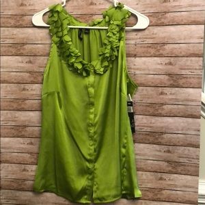 Green silky blouse